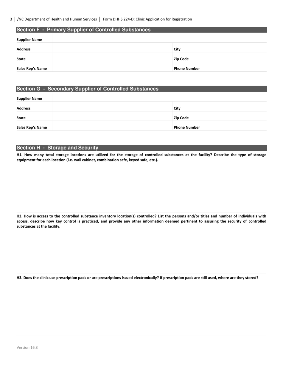 Form DHHS224-D Clinic Application for Registration - North Carolina, Page 3