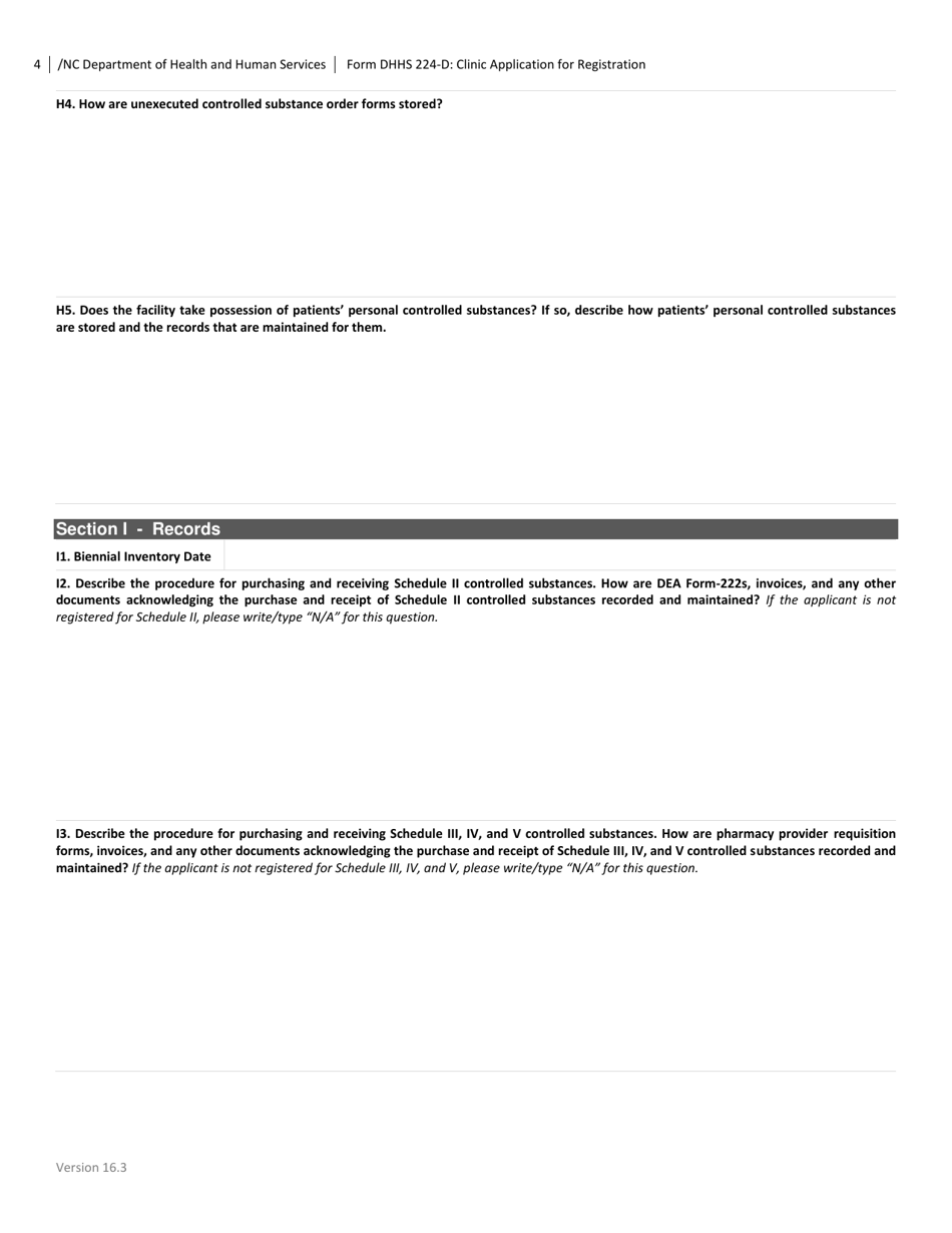 Form DHHS224-D Clinic Application for Registration - North Carolina, Page 4