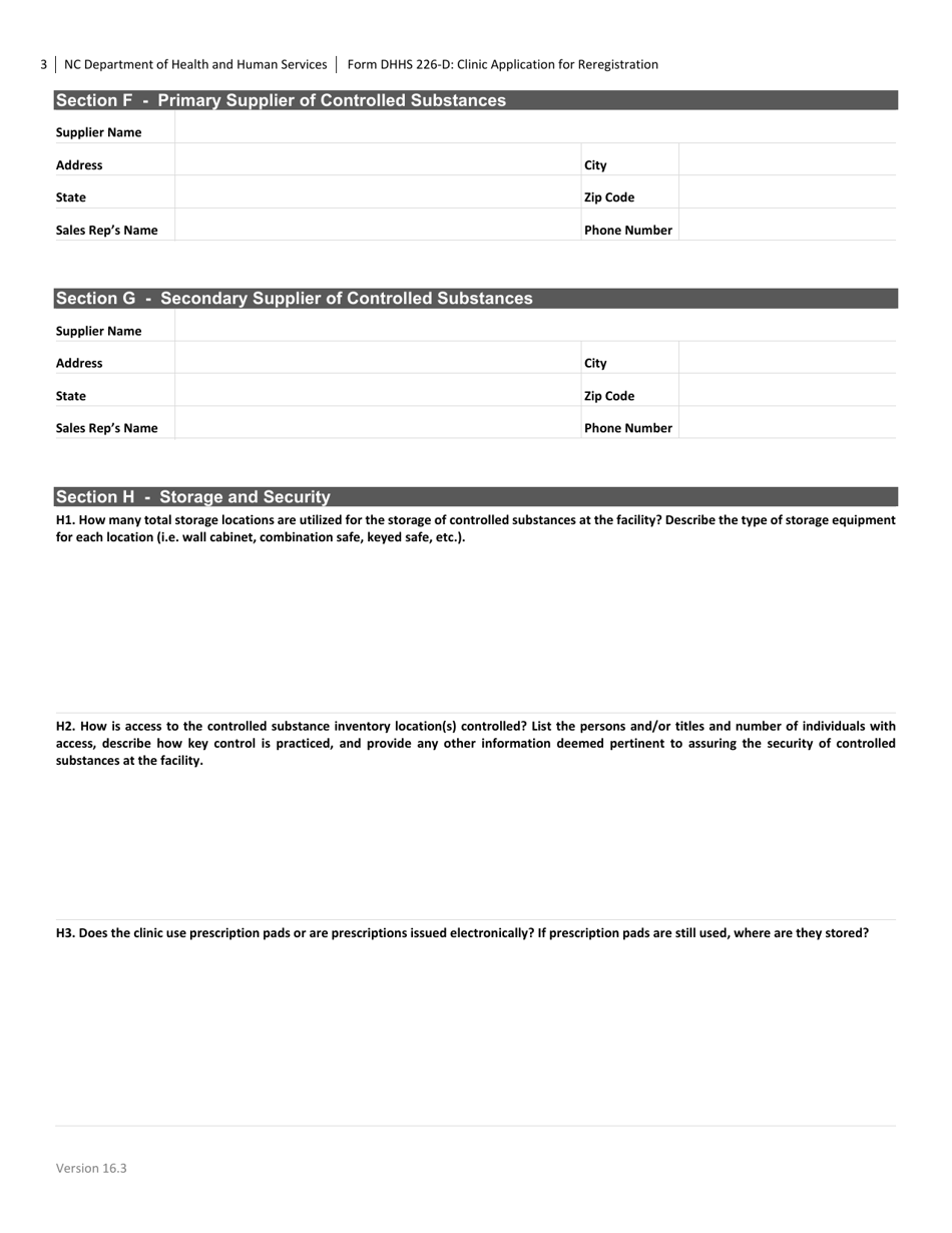 Form DHHS226-D Clinic Application for Renewal - North Carolina, Page 3