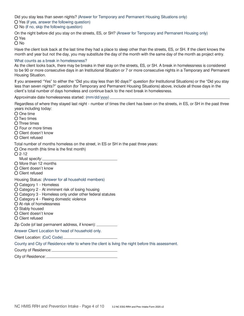 Nc Hmis Rrh and Prevention Intake - North Carolina, Page 4