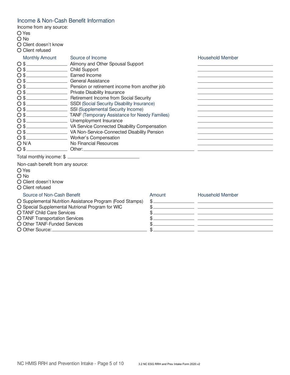 Nc Hmis Rrh and Prevention Intake - North Carolina, Page 5