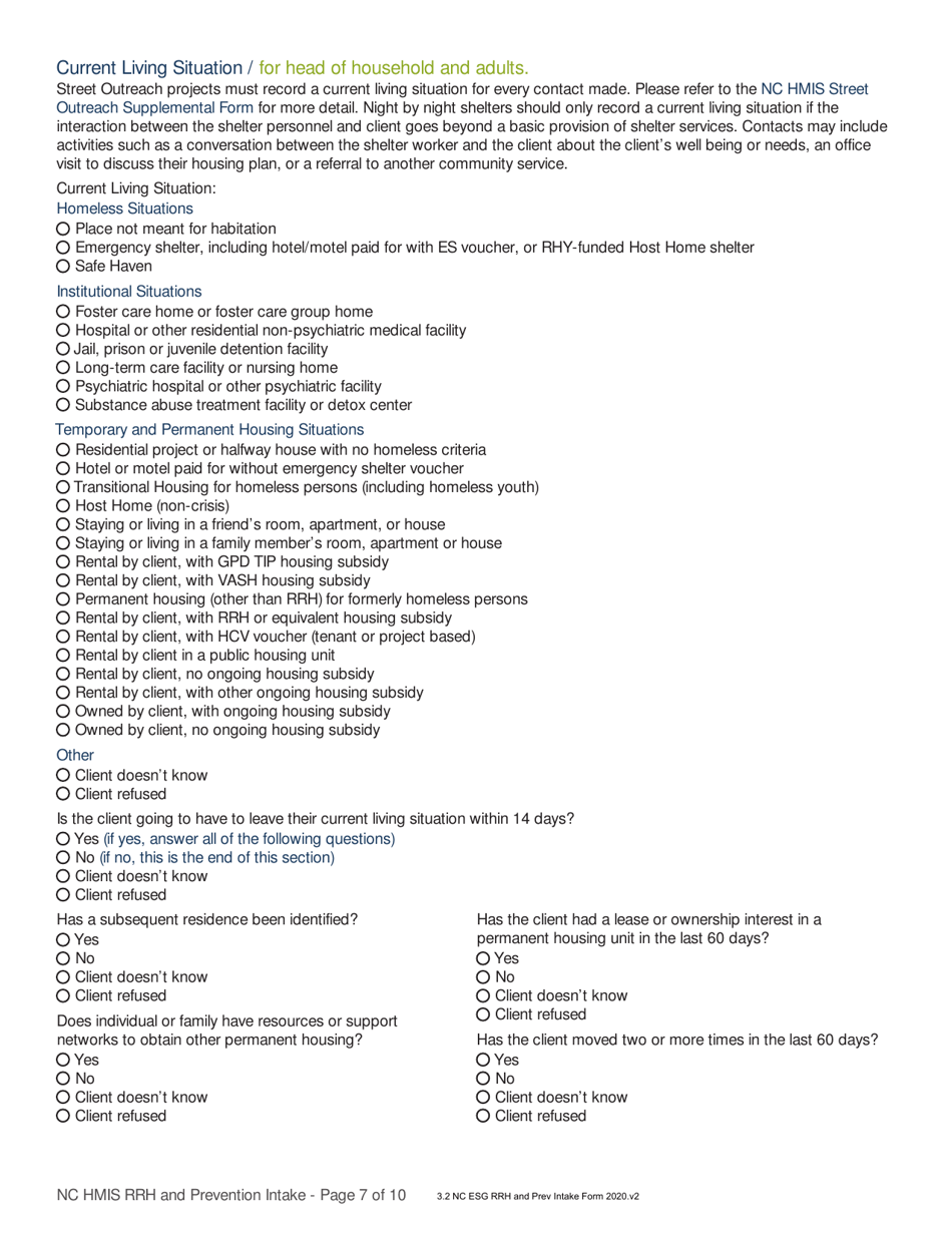 Nc Hmis Rrh and Prevention Intake - North Carolina, Page 7