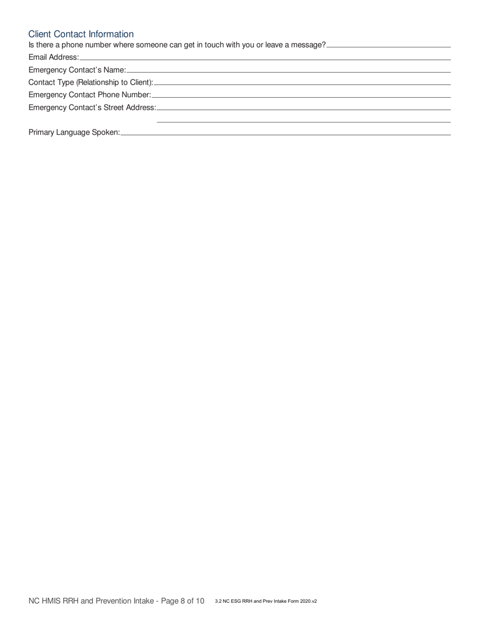 Nc Hmis Rrh and Prevention Intake - North Carolina, Page 8