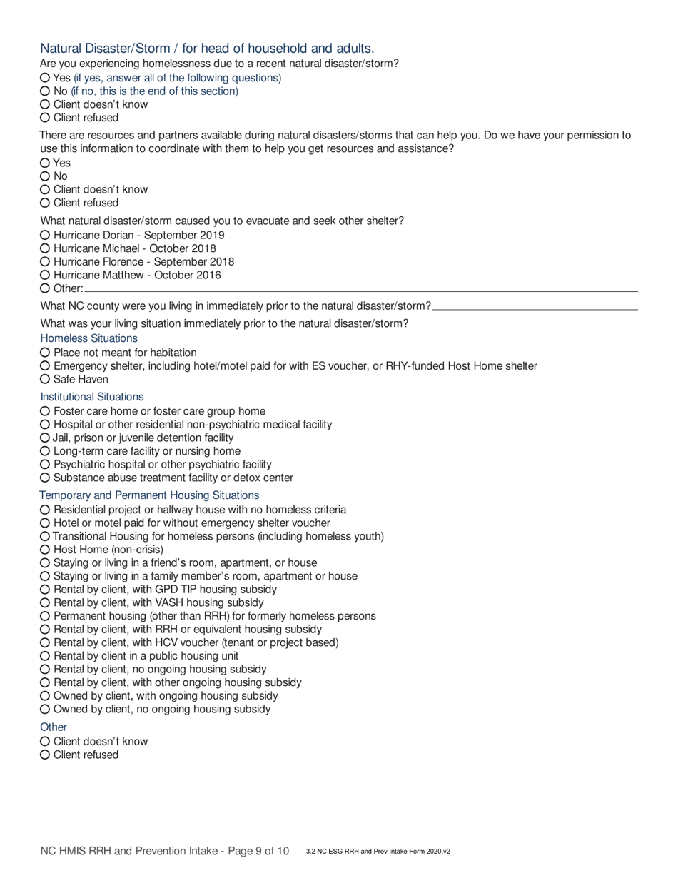 Nc Hmis Rrh and Prevention Intake - North Carolina, Page 9