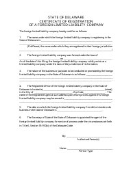 Certificate of Registration of a Foreign Limited Liability Company - Delaware, Page 3