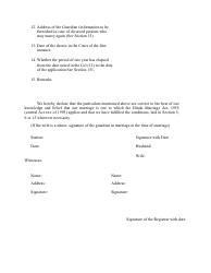 Form A Application Form for Registration of Hindu Marriage - Andhra Pradesh, India, Page 2