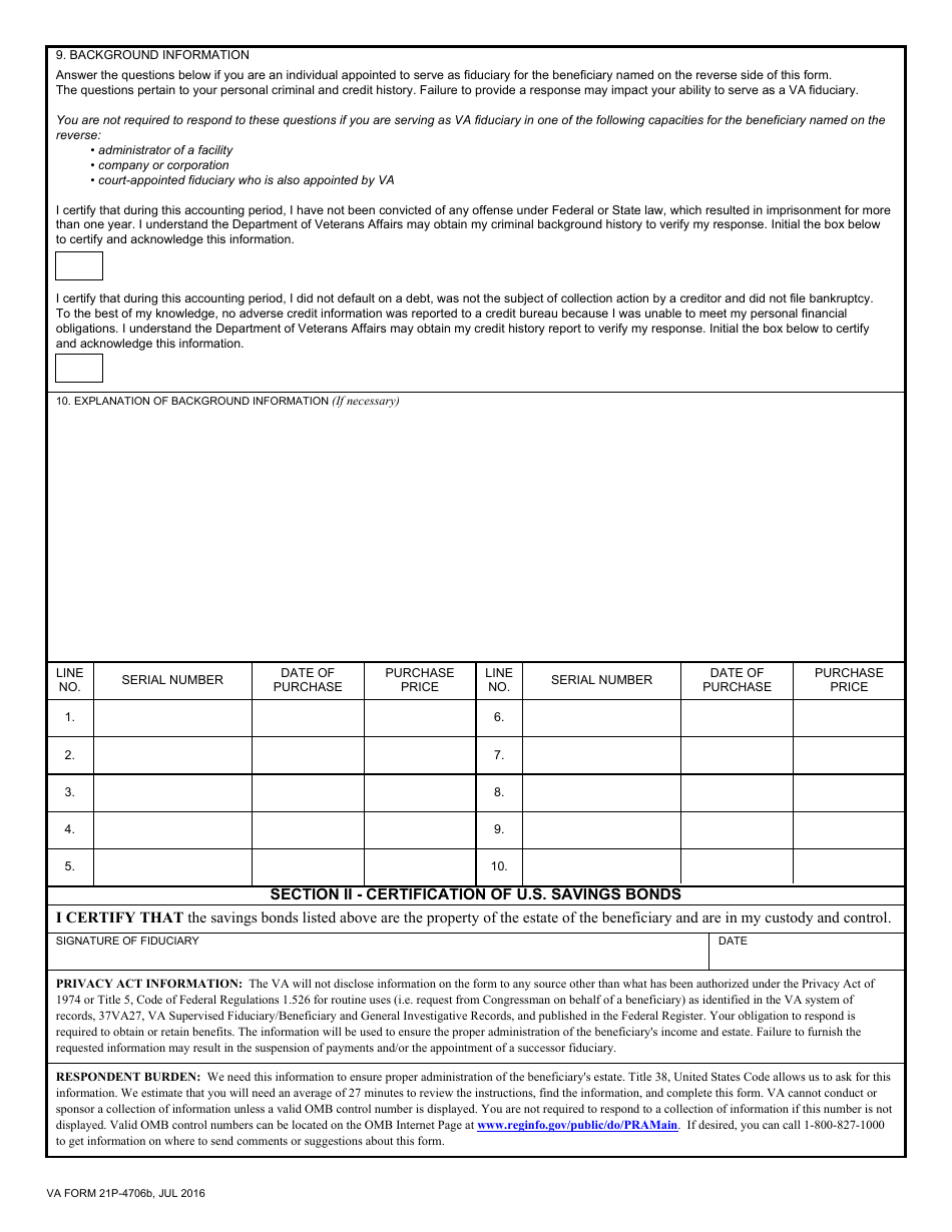 Va Form 21p 4706b Fill Out Sign Online And Download Fillable Pdf Templateroller 0891