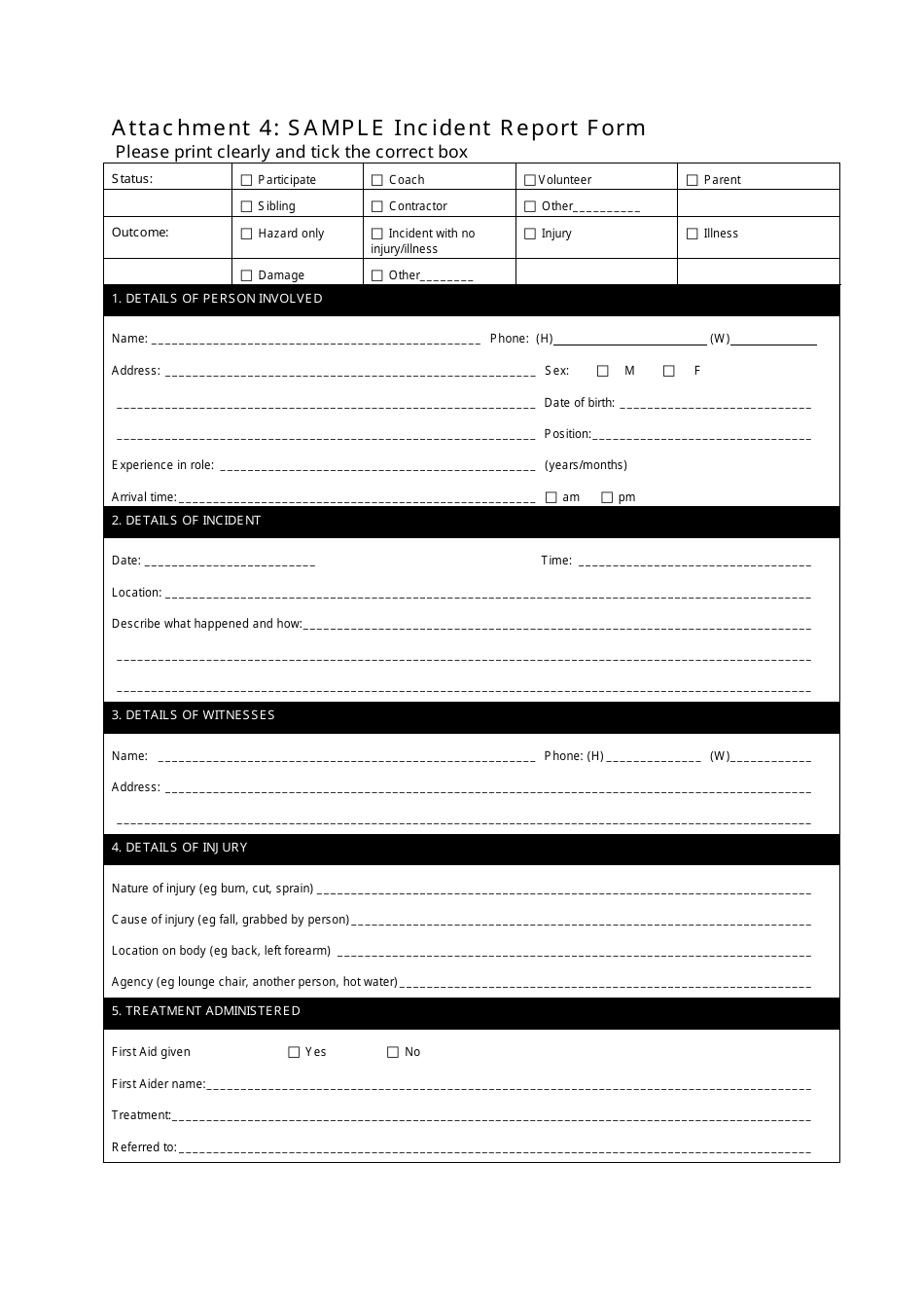 Incident Report Form, Page 1