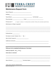 Document preview: Maintenance Request Form - Terra Crest Property Management