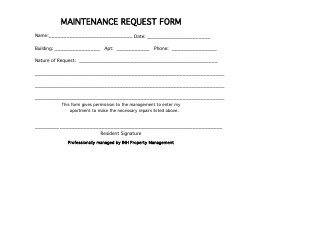 Document preview: Maintenance Request Form - Inh Property Managment