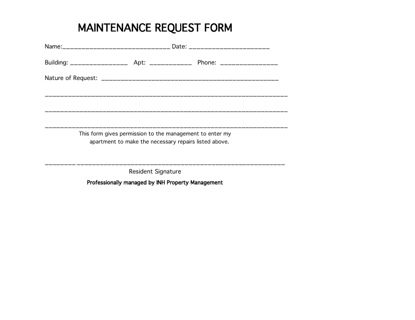 Maintenance Request Form - Inh Property Managment