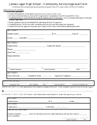 Document preview: Community Service Approval Form - James Logan High School