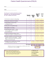 Document preview: Patient Health Questionnaire (Phq-9) Form