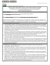 Document preview: Form FV-651 Agricultural Marketing Service, Fruit and Vegetable Program Agreement for Participation in Audit Verification Programs