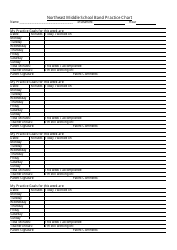 &quot;Band Practice Chart Template - Northeast Middle School&quot;