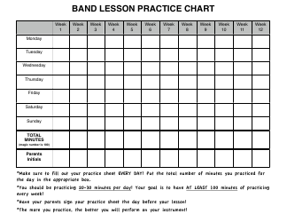Document preview: Band Lesson Practice Chart Template