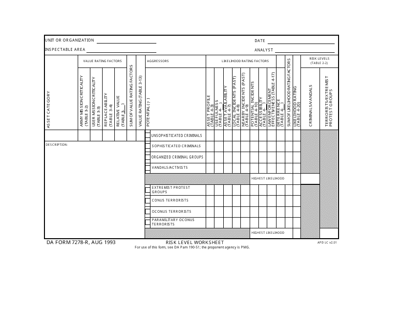 DA Form 7278-r - Fill Out, Sign Online and Download Fillable PDF | Templateroller