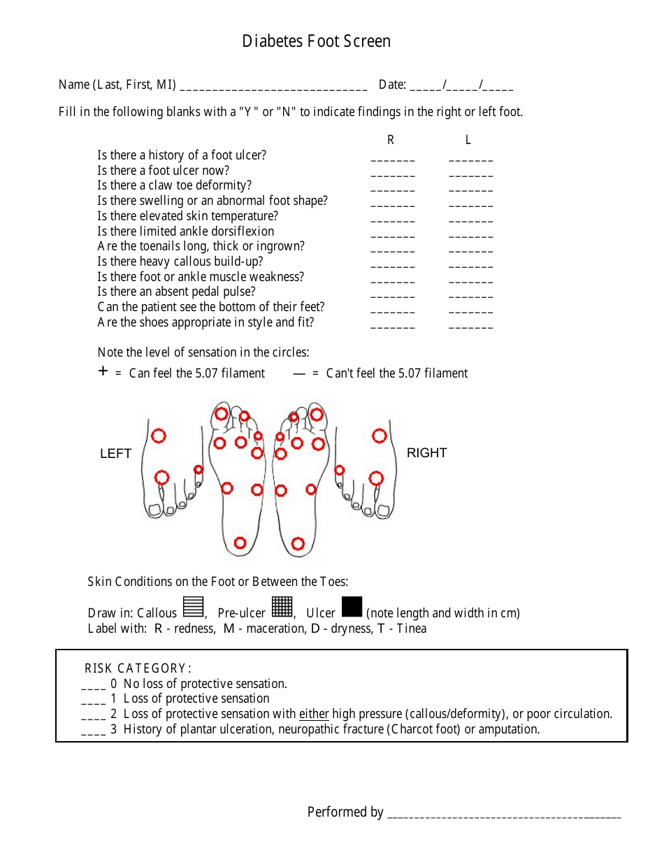 Diabetes Foot Screen Form, Page 1
