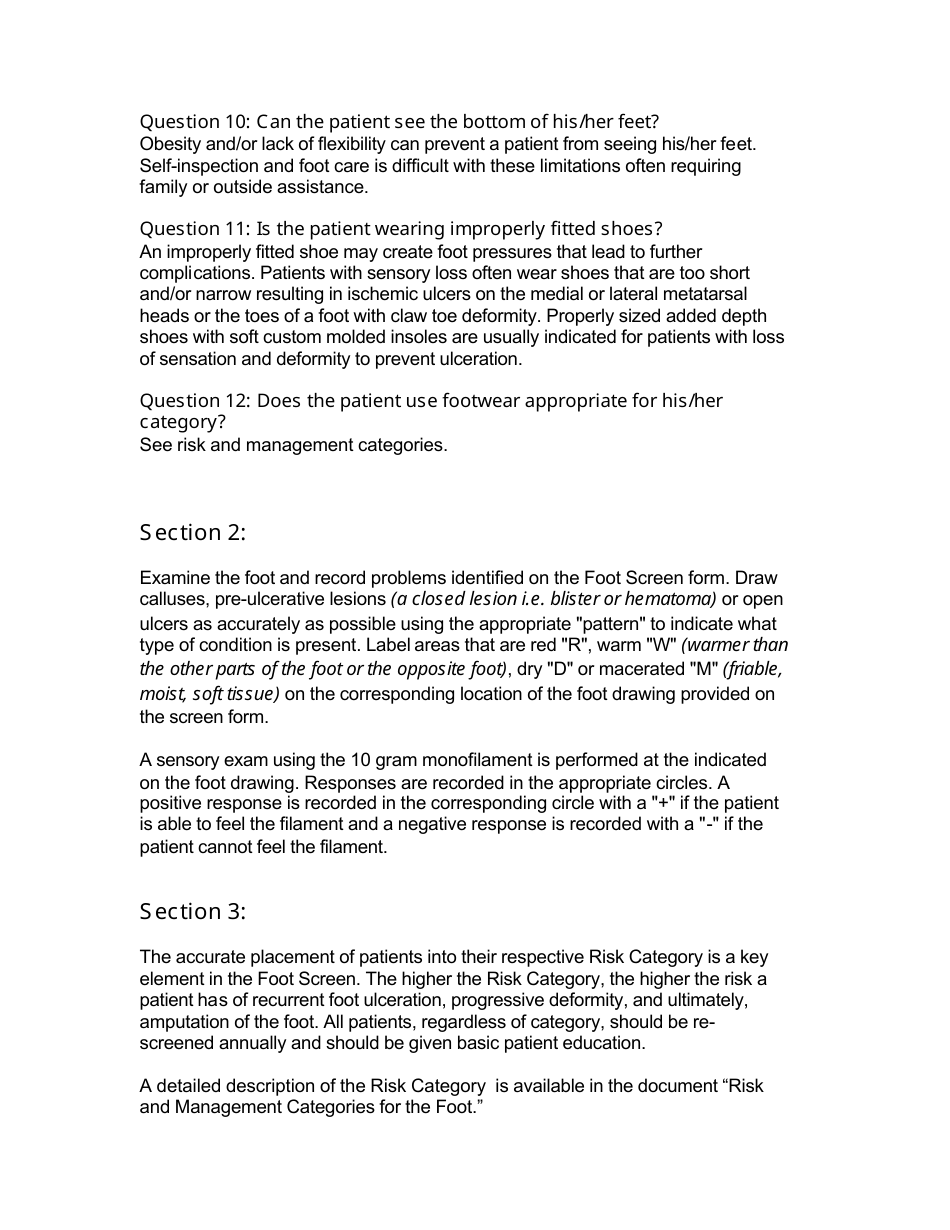 Diabetes Foot Screen Form - Fill Out, Sign Online And Download Pdf 