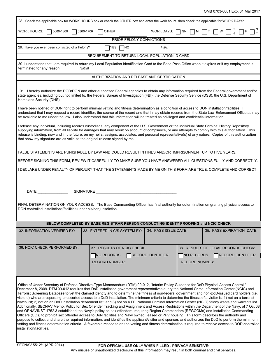 SECNAV Form 5512/1 Fill Out, Sign Online and Download Fillable PDF