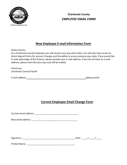 Employee Email Form - Charlevoix County, Michigan Download Pdf