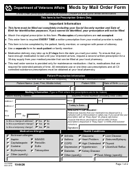 Document preview: VA Form 10-0426 Meds by Mail Order Form