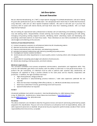 Document preview: Sample Account Executive Job Description - Texas