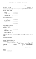 Form FLH062 &quot;Certificate of Employment and Compensation&quot; - Cotabato, Philippines