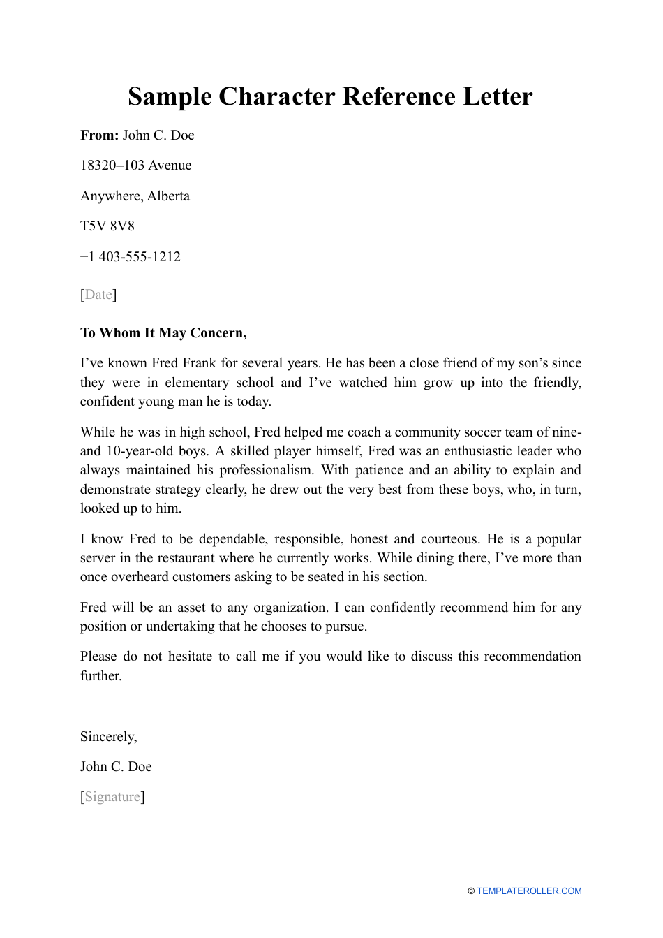 Character Reference Letter Example For Gun Permit - Cover Letter