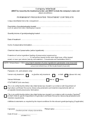 &quot;Permanent Preservative Treatment Certificate Form&quot; - Australia
