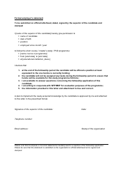 Sample Employer&#039;s Statement Template