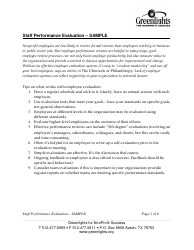 Sample Staff Performance Evaluation Form - Greenlights for Nonprofit Success
