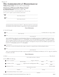 Declaration of Homestead for Homes Owned by Natural Persons - Massachusetts