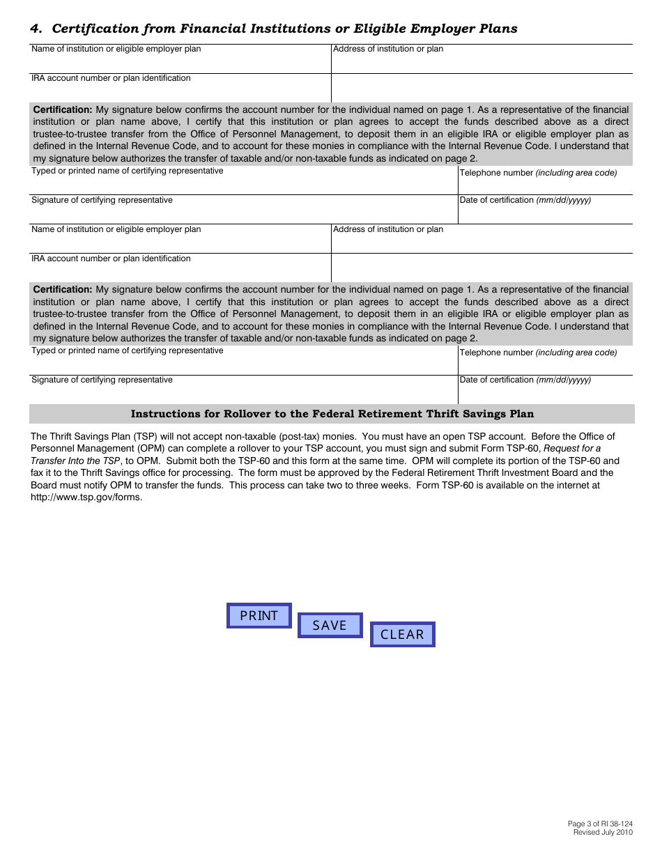 OPM Form RI38-124 Voluntary Contributions Election, Page 3