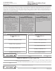 Document preview: Form EOIR-33/IC Alien's Change of Address Form/Immigration Court - City of Phoenix, Arizona