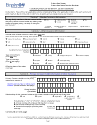 Document preview: Coordination of Benefits Questionnaire Form - Empire Blue Cross Blue Shield