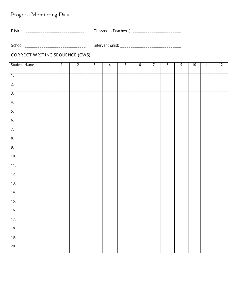 Progress Monitoring Data Template - Oral Reading Fluency (Wrc / Errors), Page 3