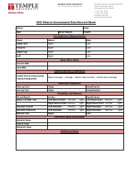 Document preview: Hsc Fitness Assessment Data Record Sheet Template - Temple University