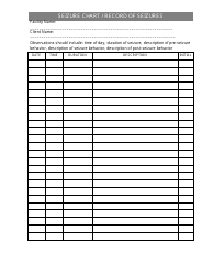 Document preview: Seizure Chart / Record of Seizures