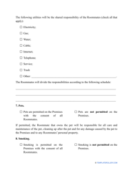 Roommate Agreement Template - Missouri, Page 3