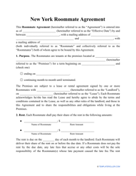 Document preview: Roommate Agreement Template - New York