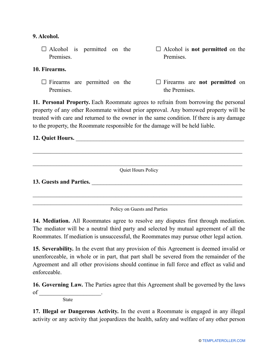 Virginia Roommate Agreement Template - Fill Out, Sign Online and ...