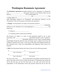 Document preview: Roommate Agreement Template - Washington