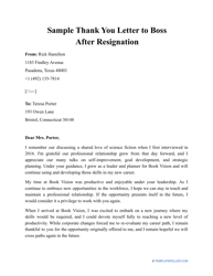 Sample &quot;Thank You Letter to Boss After Resignation&quot;