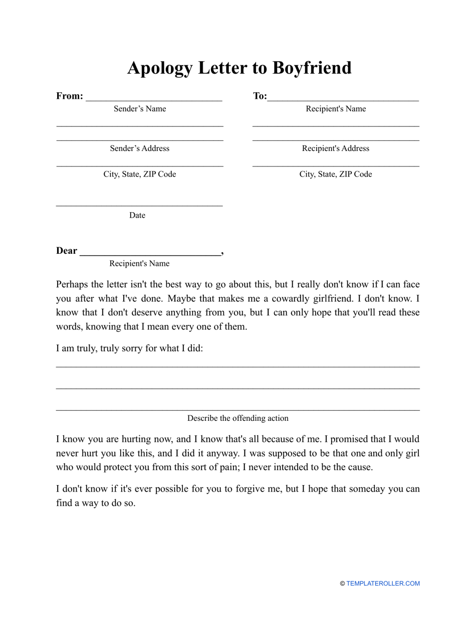 Apology Letter To Boyfriend Template Download Printable Pdf Templateroller 0957