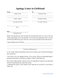 Document preview: Apology Letter to Girlfriend Template