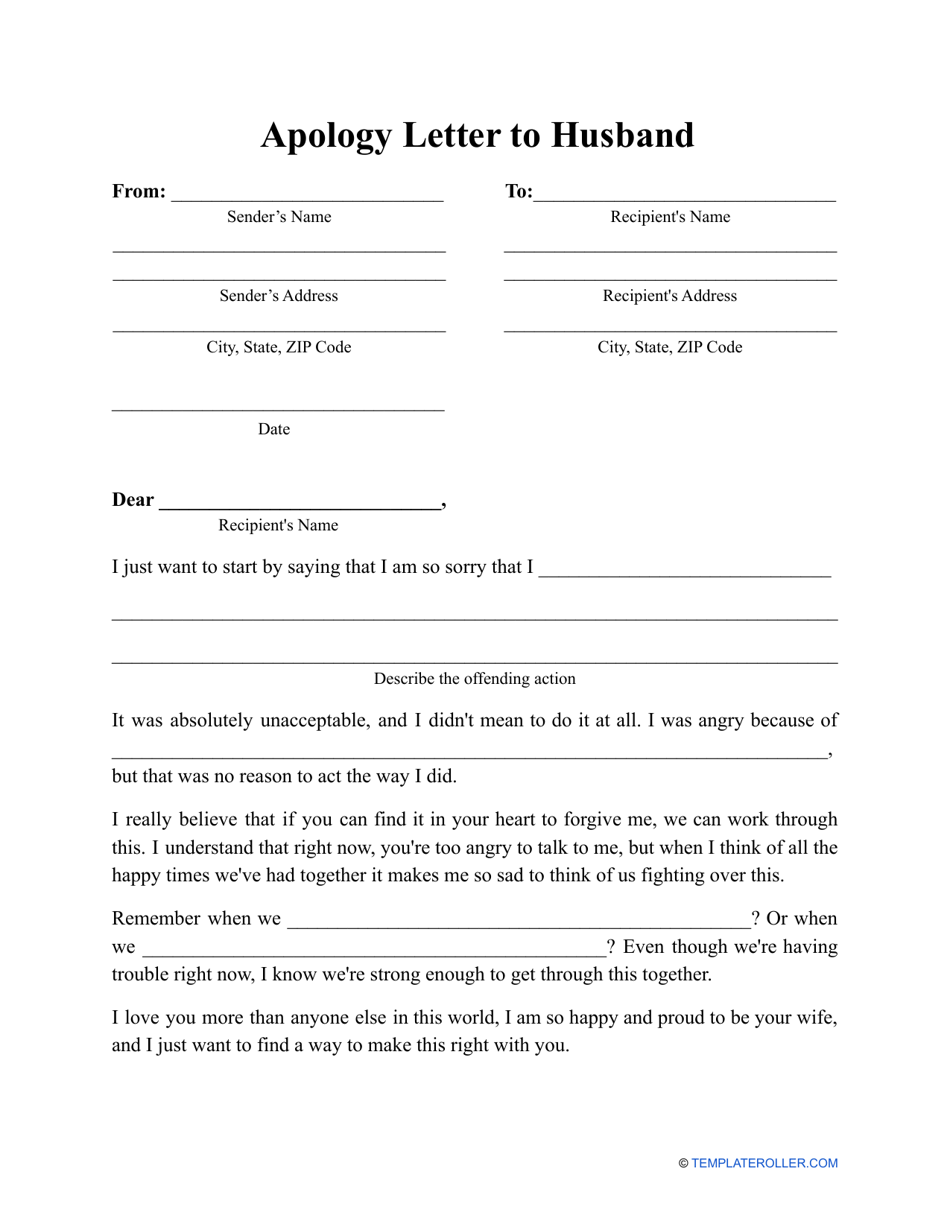 Apology Letter to Husband Template