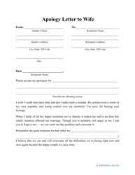 Apology Letter to Wife Template