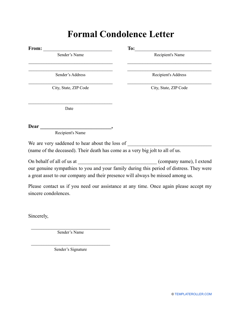 Condolence Letter Templates Fillable Printable Pdf And Forms | The Best ...