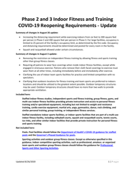 Phase 2 and 3 Indoor Fitness and Training Covid-19 Reopening Requirements - Update - Washington